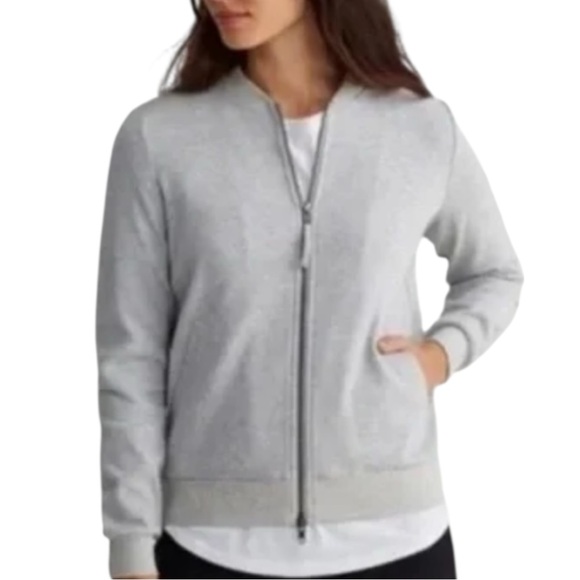 Eileen Fisher Gray Organic Cotton Knit 2 Way Zip Bomber Jacket X - Picture 13 of 13